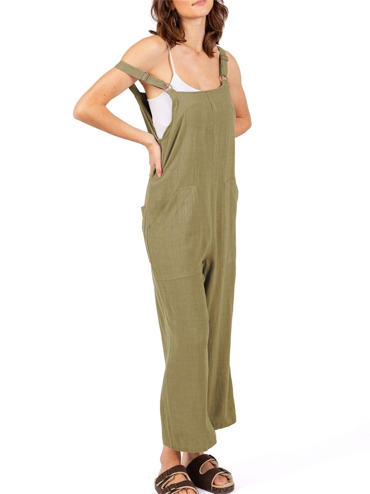 Lana Roux Crop Wide-Leg Linen Jumpsuit