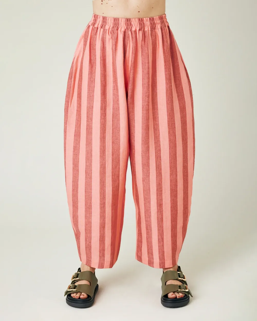 BLUSH STRIPE LINEN TROUSERS