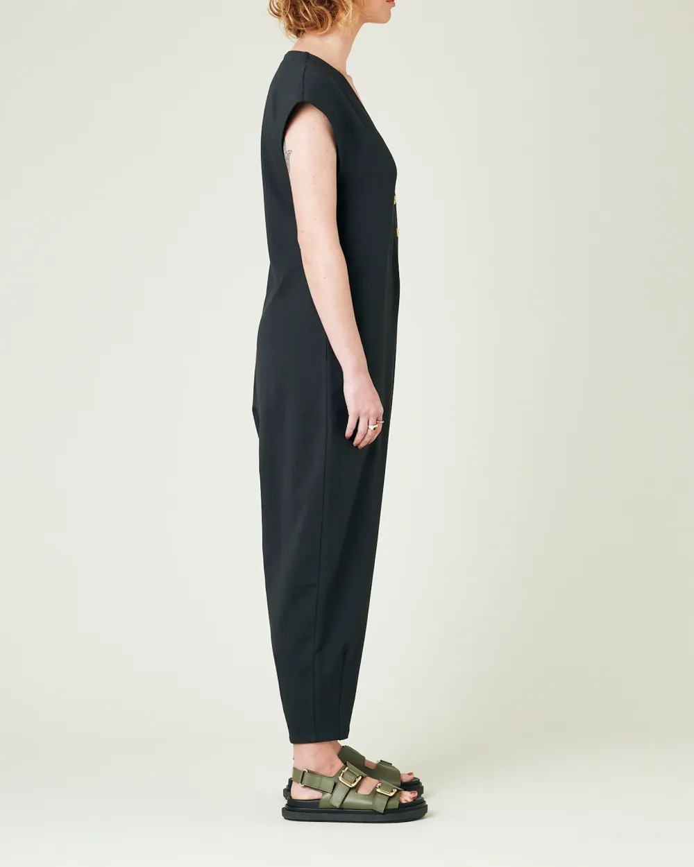 SLATE COTTON JERSEY JUMPSUIT