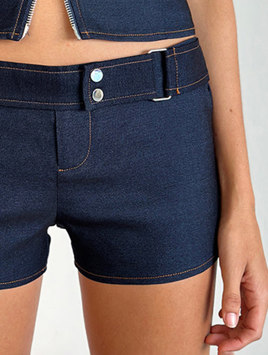 Jarli Hot Pants In Chambray Denim