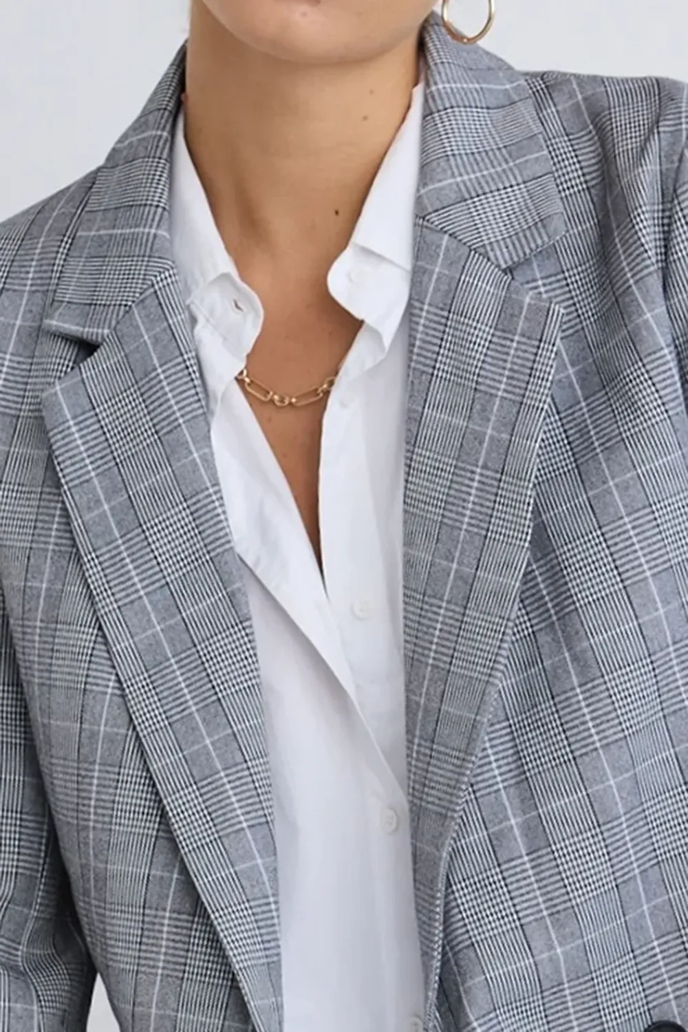 Mason Light Grey Check Boyfriend Blazer