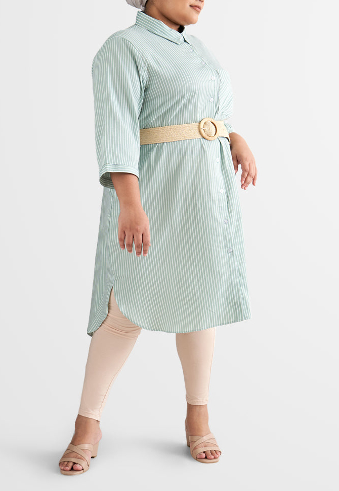 Lapel Button Shirt Dress