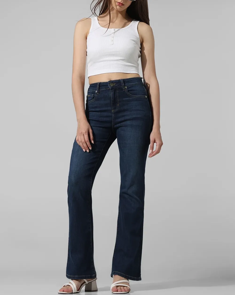 Blue Mid Rise Tulga Flared Jeans