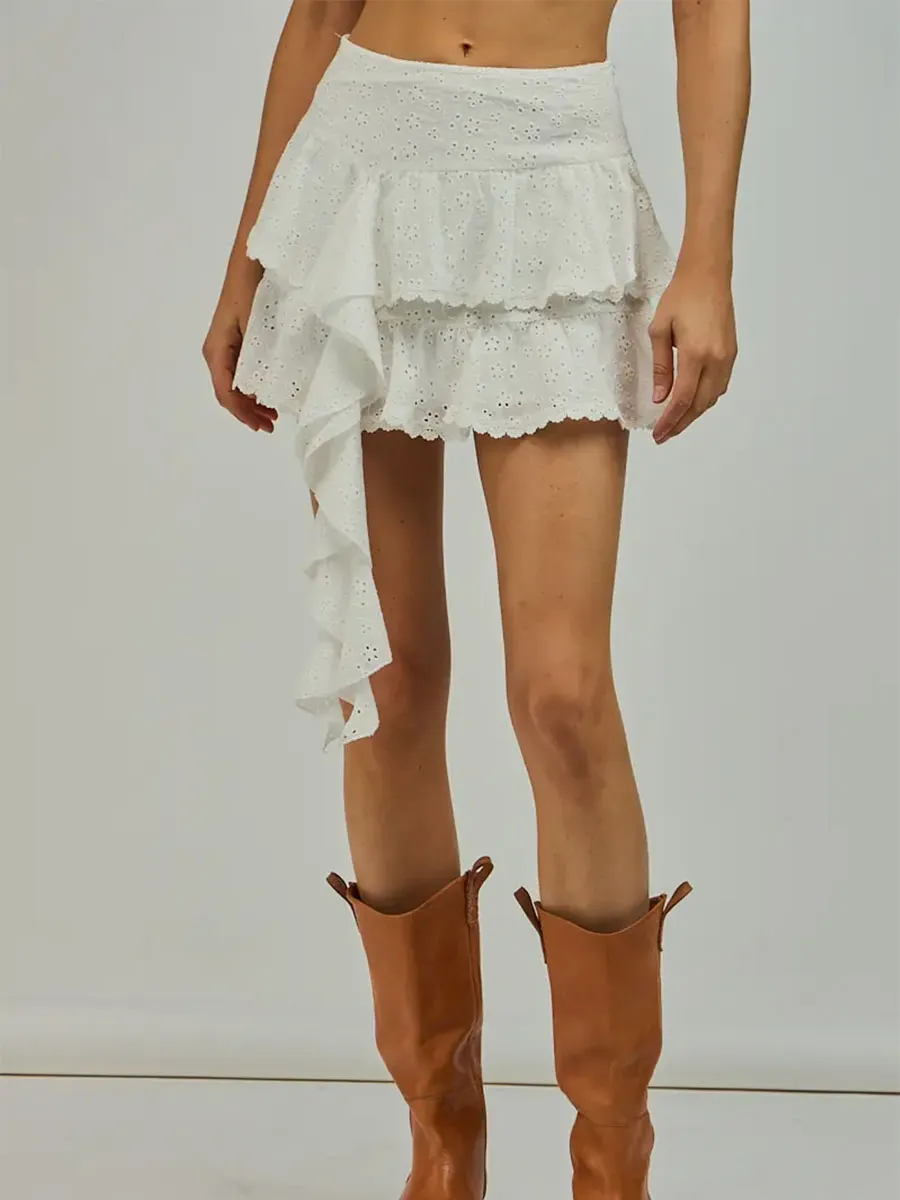 Dallas Eyelet Lace Ruffle Skirt