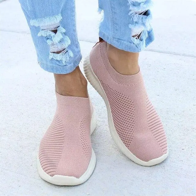 Women Shoes Knitting Sock Sneakers Slip On Flat Shoes