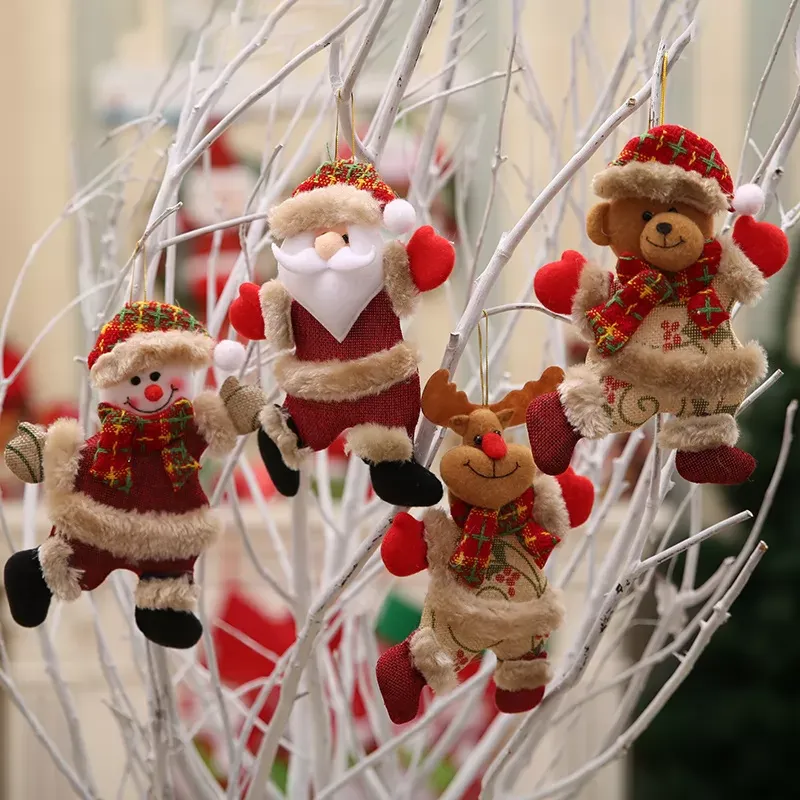 Cute Christmas Tree Decoration Pendant Santa Clause Bear Snowman Elk Doll Hanging Ornaments Christmas Decoration for Home