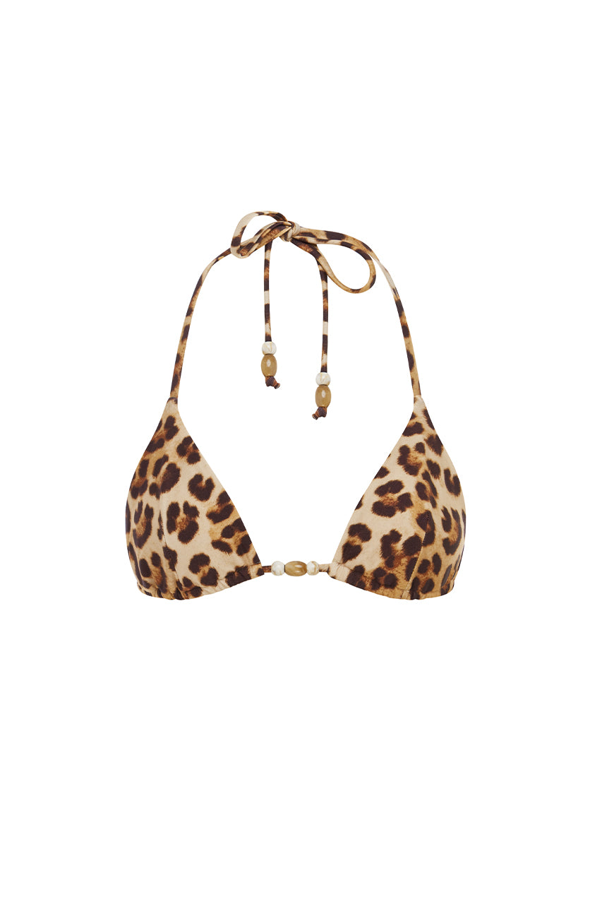 Leopard print halterneck two-piece swimsuit