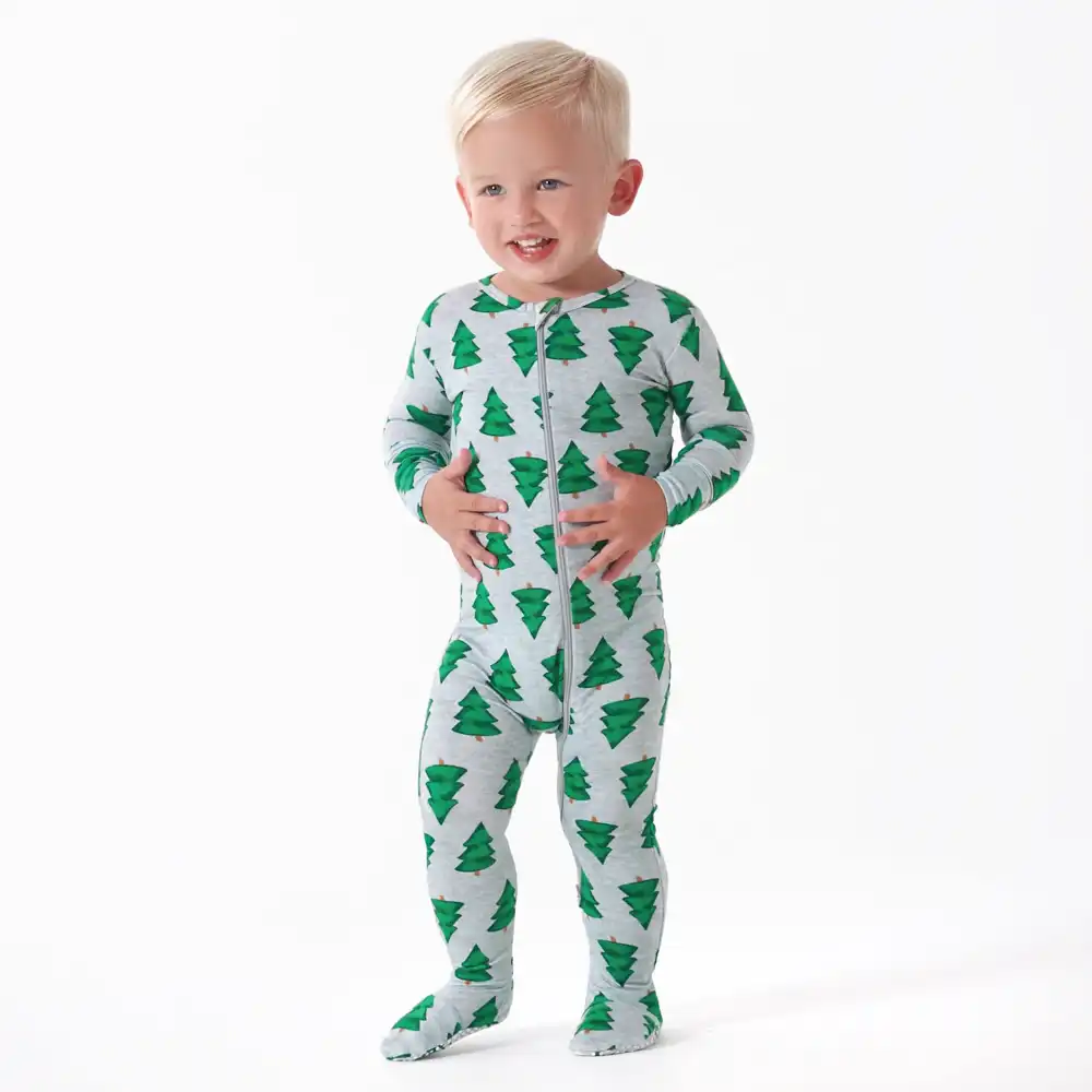 Baby Spruce Buttery Soft Viscose Made from Eucalyptus Snug Fit Footed Holiday Pajamas