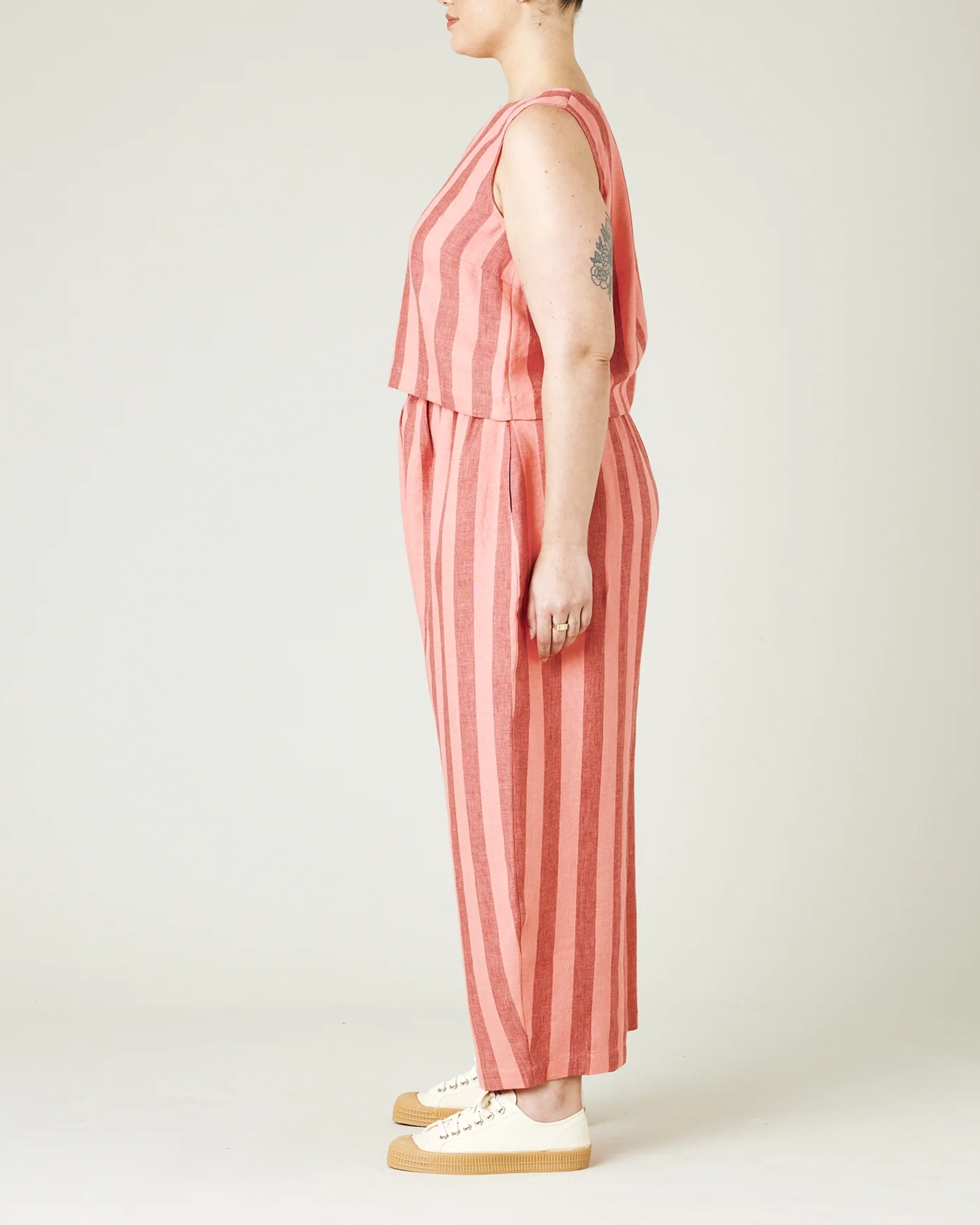 BLUSH STRIPE LINEN TROUSERS