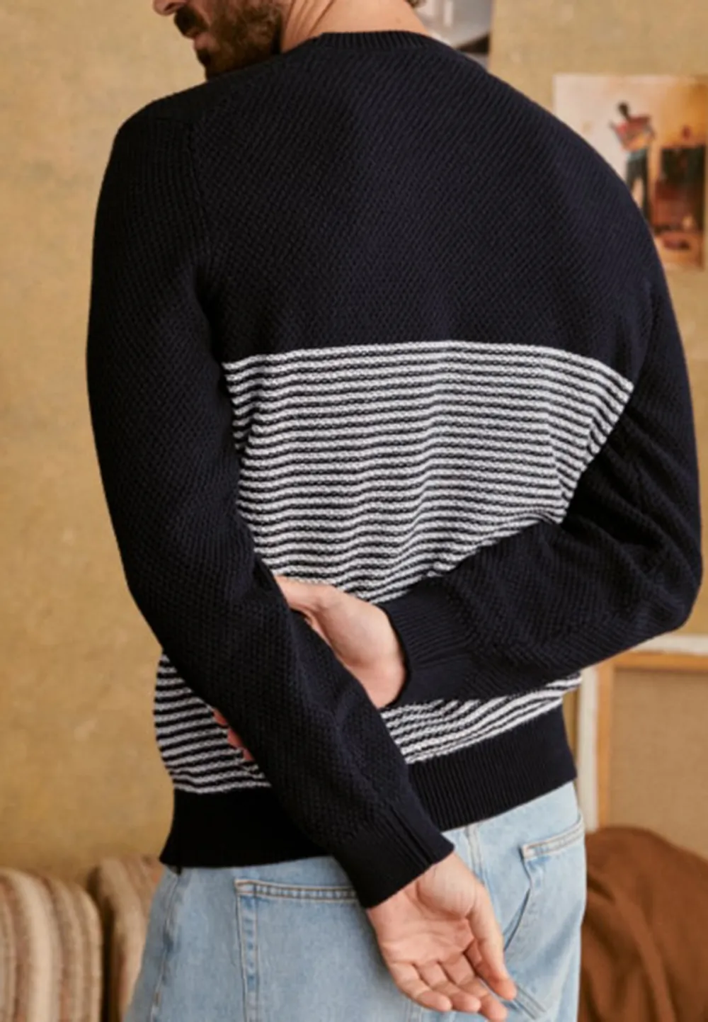 Bennett Sweater-Navy＆Ecru