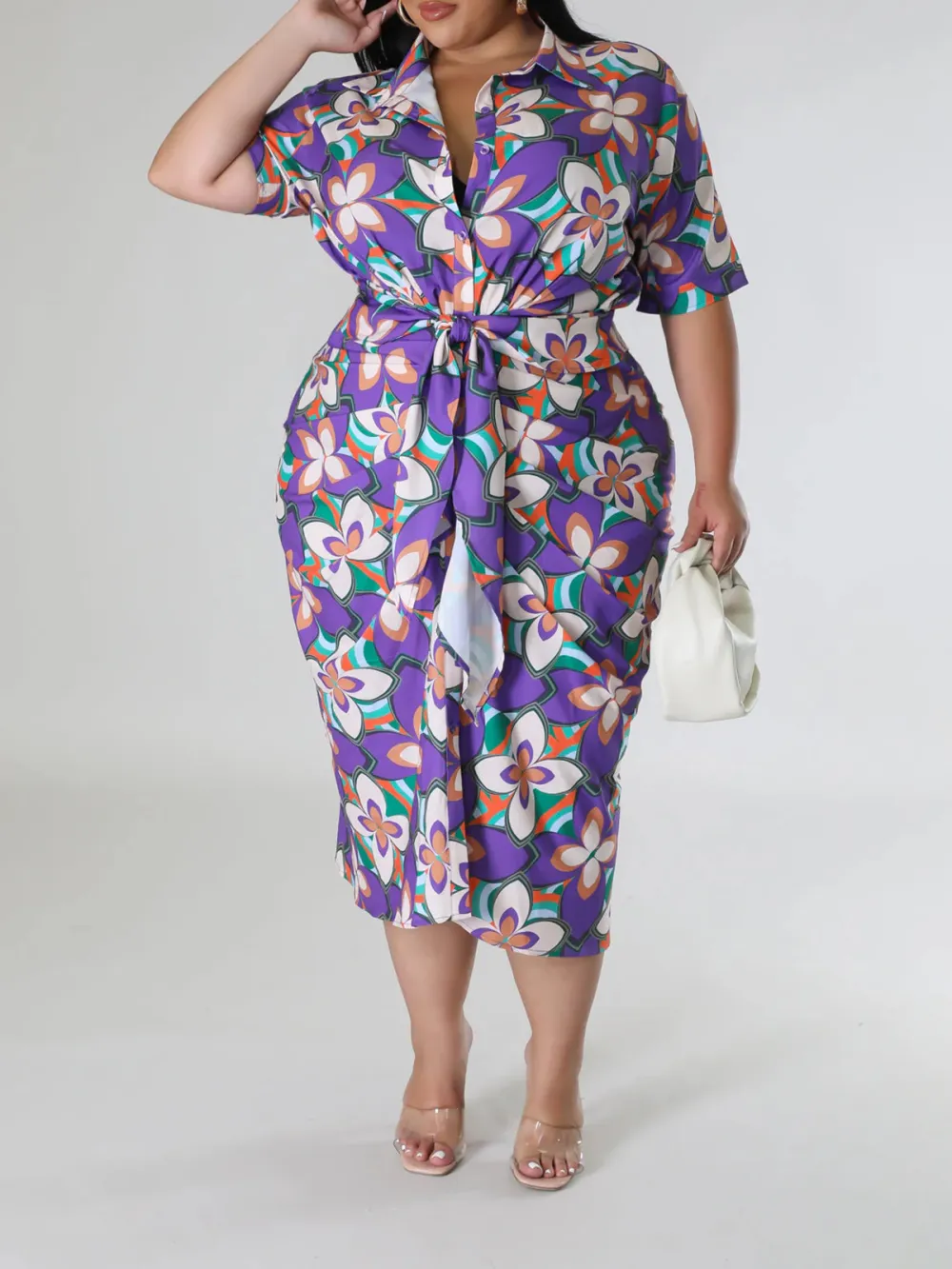 Plus-Size Fashion Women'S Floral Print Dress