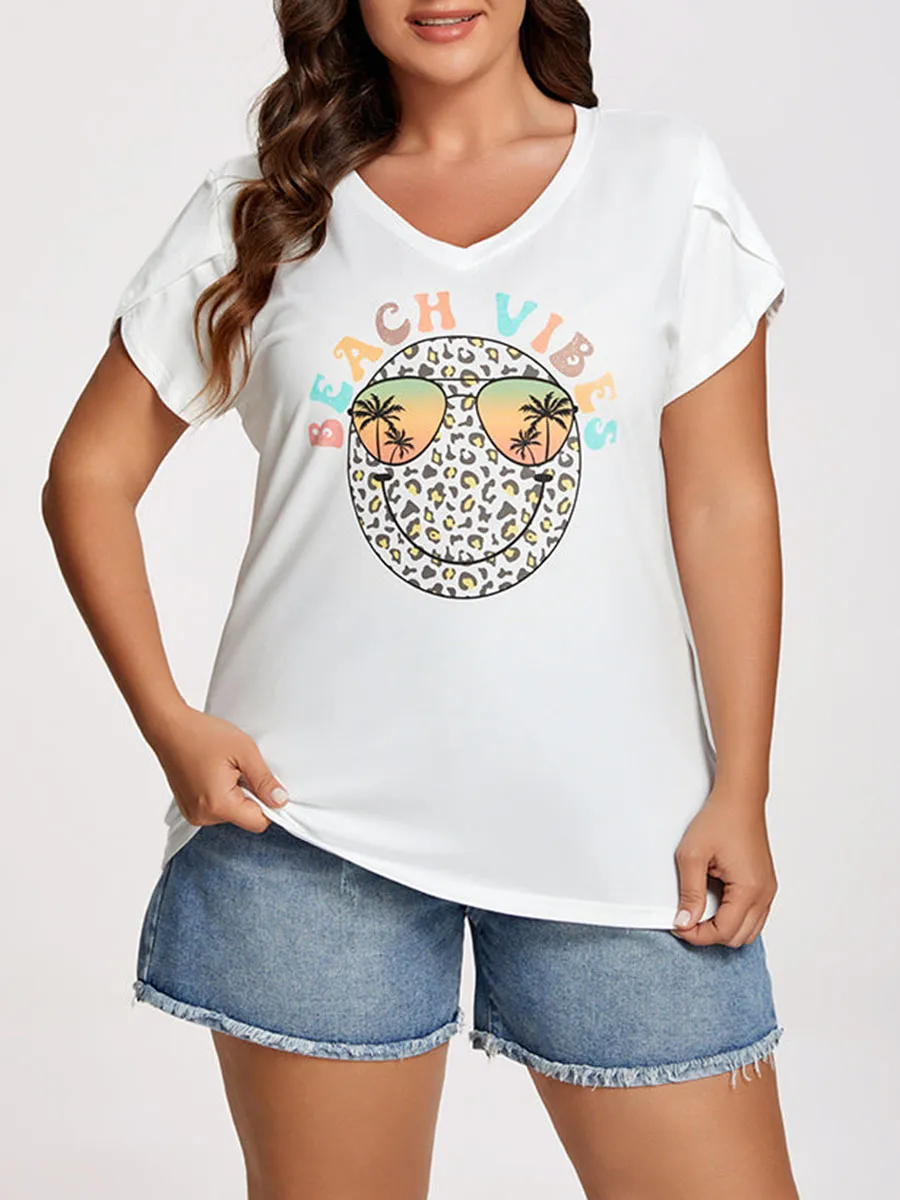 Plus White Beach Vibes Graphic Tee