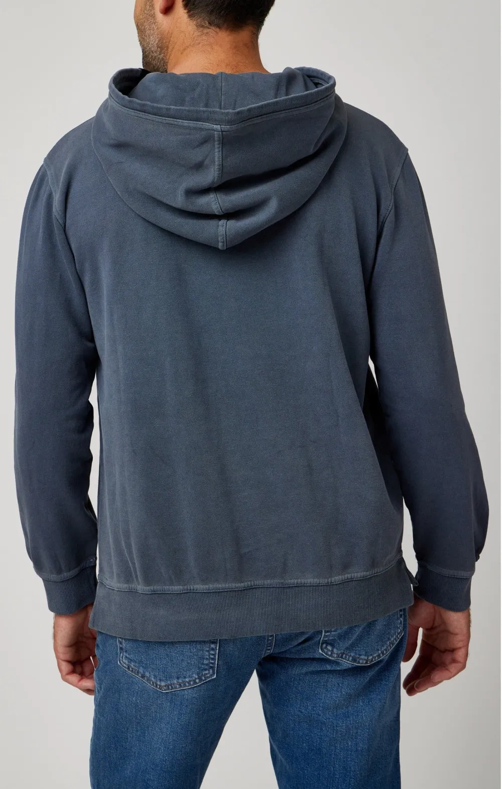 Navy Solid Garment Washed Hoodie