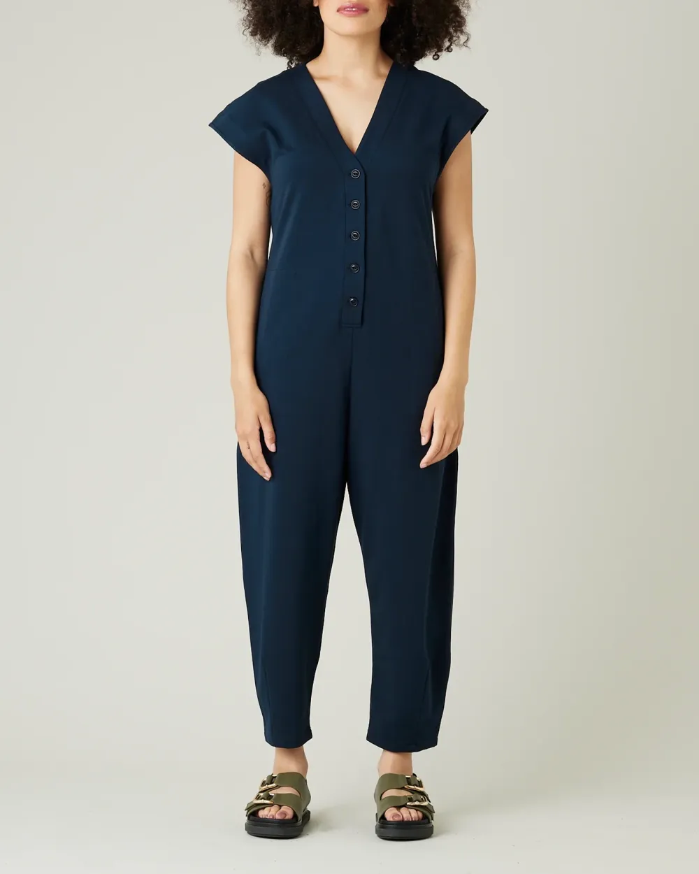 NAVY COTTON JERSEY JUMPSUIT