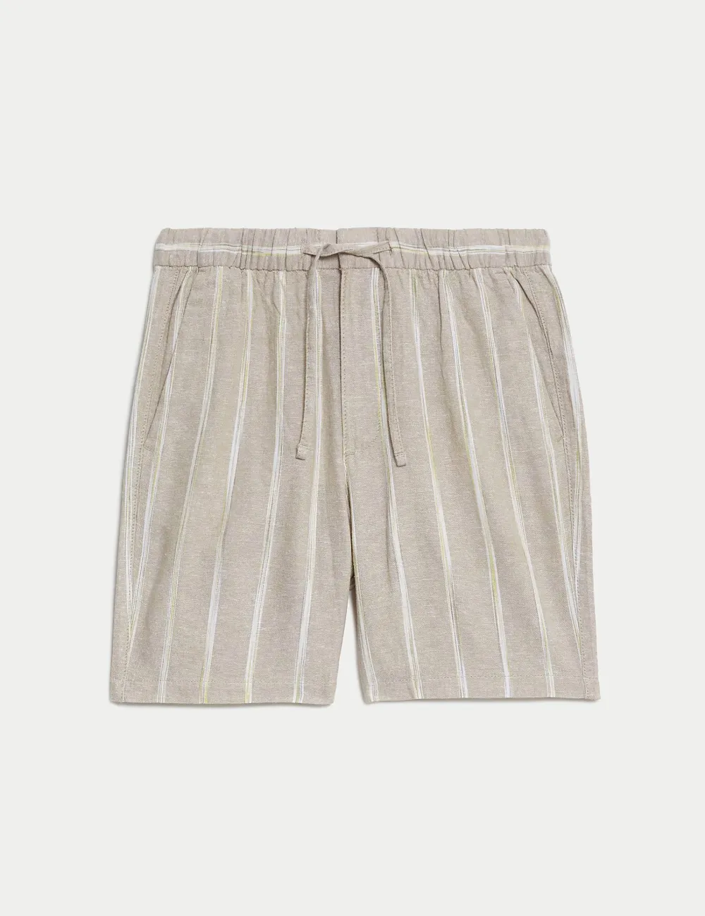 Linen vertical stripe drawstring shorts